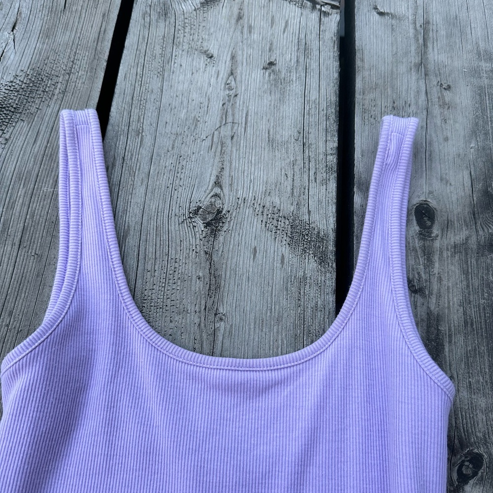 NWT Lilac Purple Cotten Ribbed Mini Dress Sleeveless (L) Love Tree - Picture 4 of 8